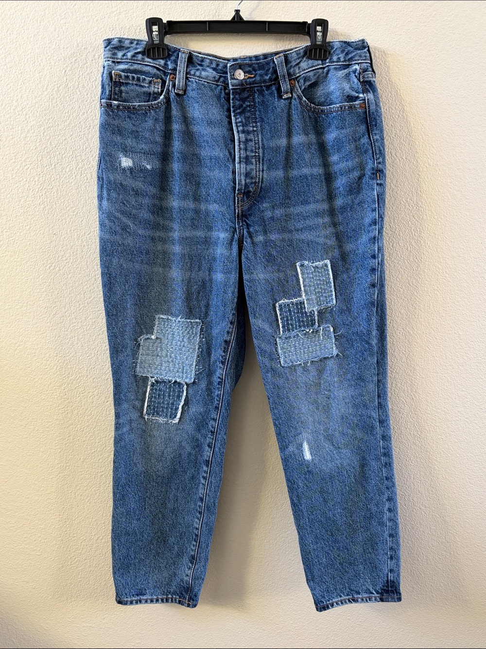 Old Navy Blue Patchwork Ankle Jeans